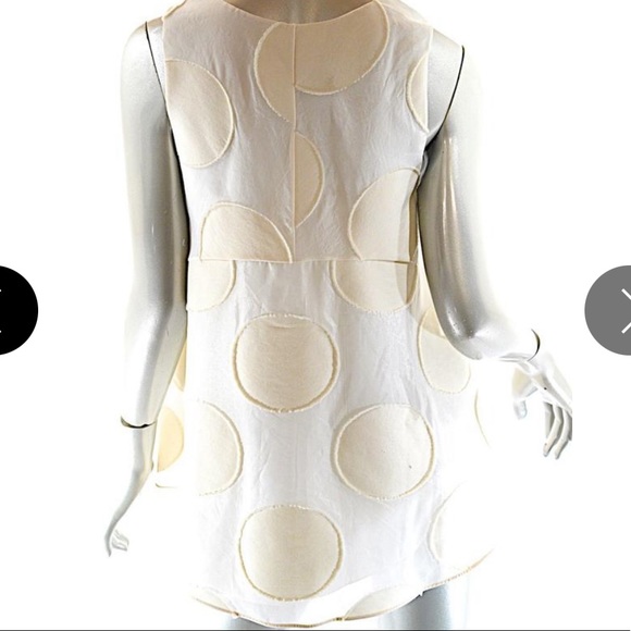 Chloe Off White / Beige Silk Blend Organza Blend Polka Dot A-line Top. - Picture 2 of 4